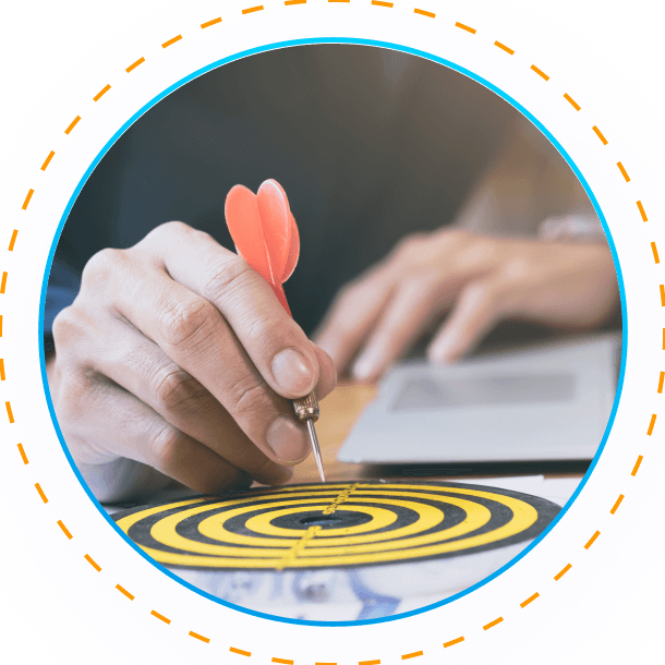 AM Infoweb visual of a dart hitting a target, representing accuracy, focus, and goal-driven business execution.